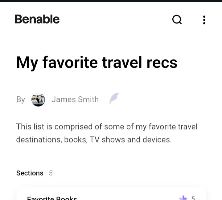 My Recommendation Page