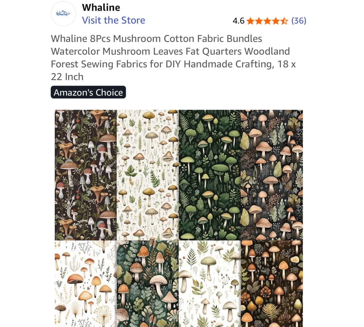 Mushroom Fabric. Amazon Affiliate Links