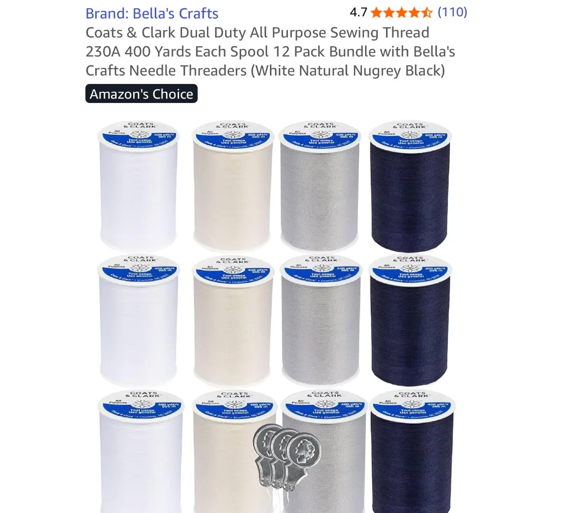 Coats and Clark Thread. Amazon Affiliate Links