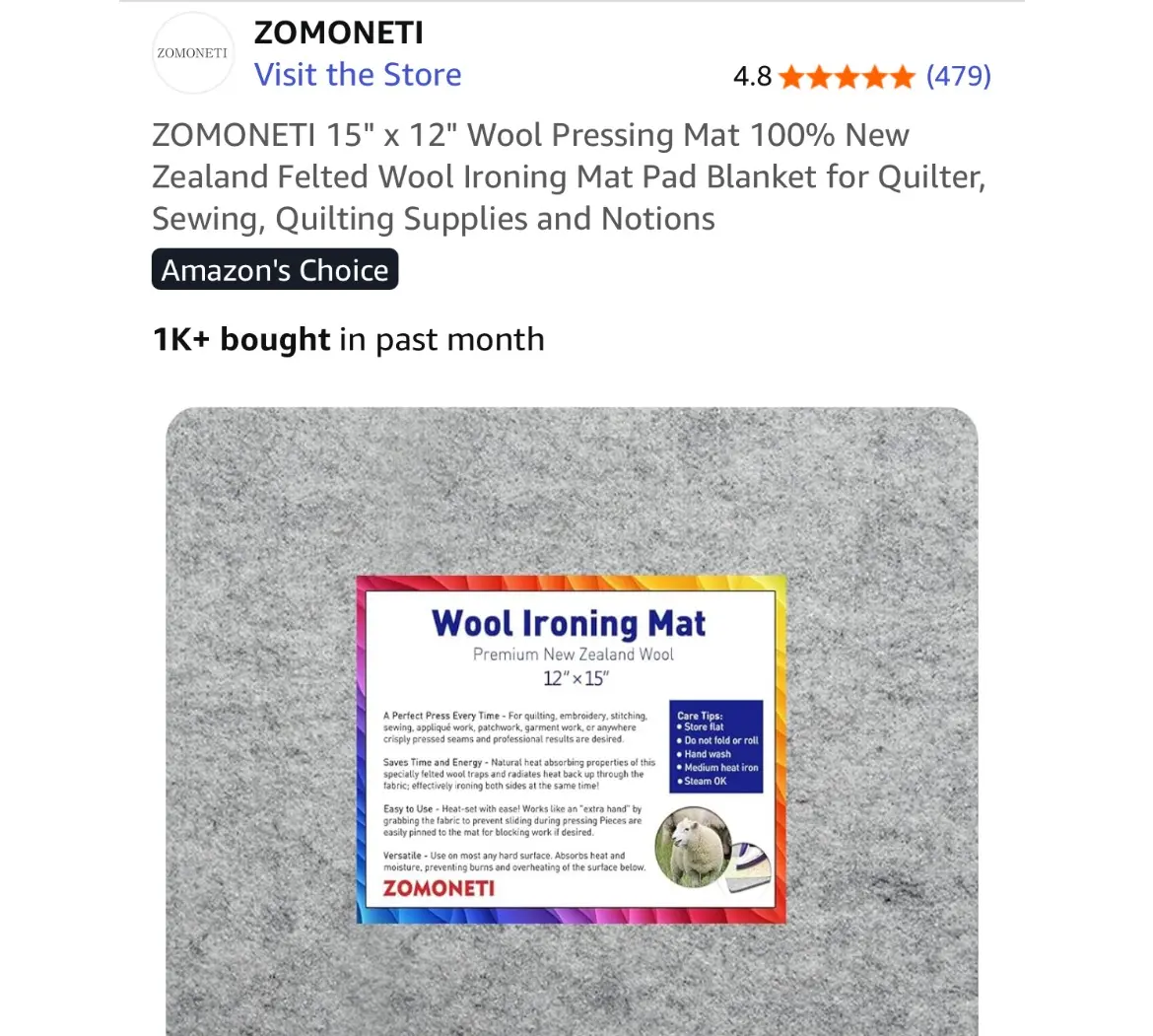 Wool Ironing Mat. Amazon Affiliate Links