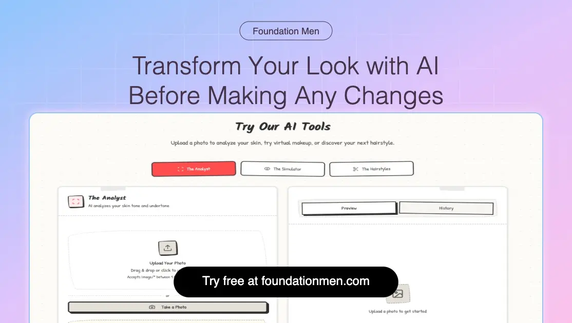 Transform Your Look with AI Before Making Any Changes. Foundation Men