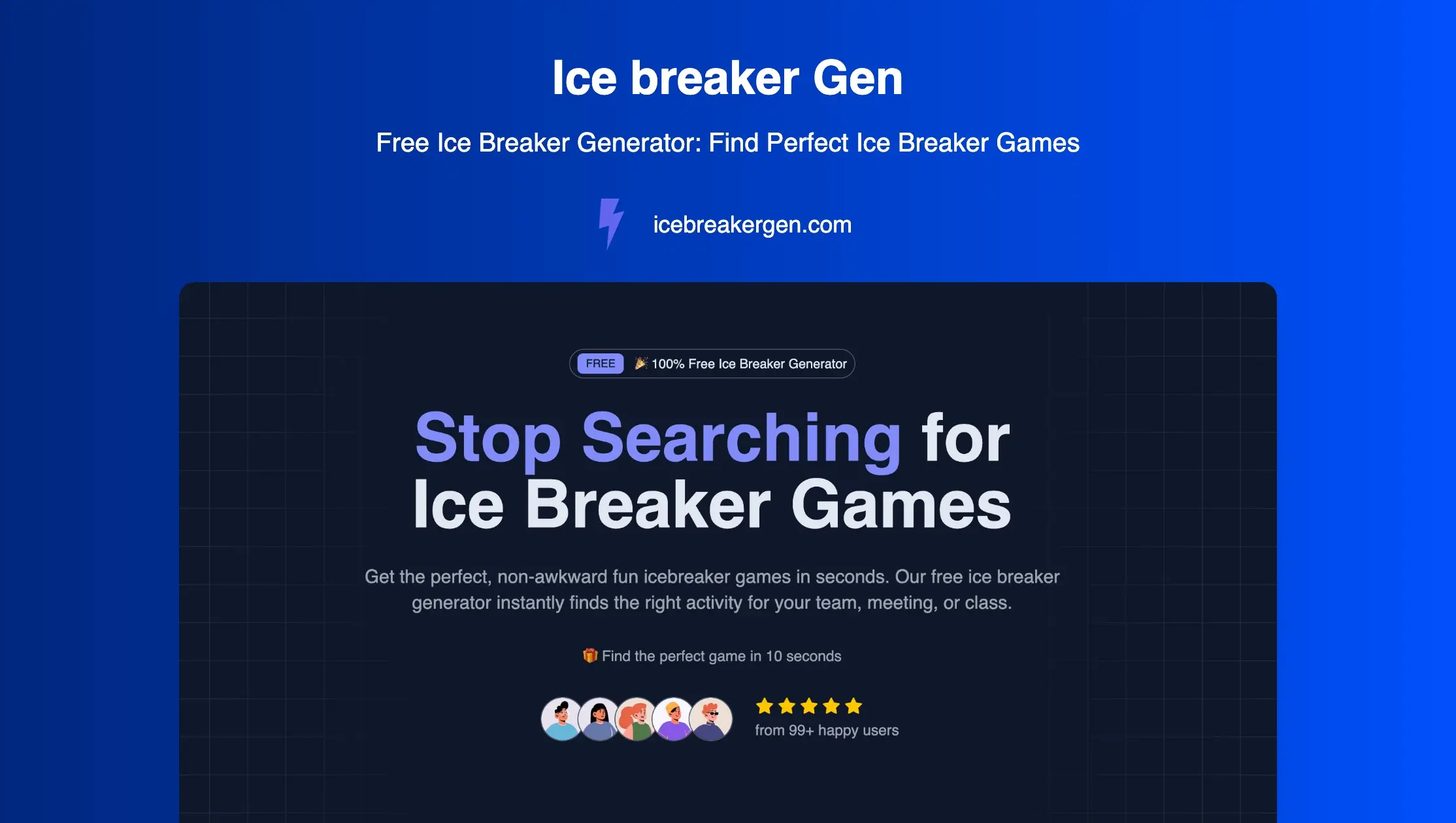 Free Ice Breaker Generator: Find Perfect Ice Breaker Games. Ice Breaker Gen