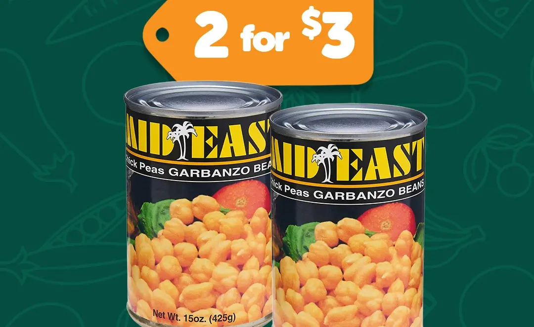 Mideast Garbonzo Beans. 2 for $3