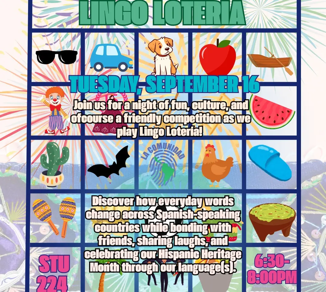 Lingo Loteria. Sept. 16 6:30-8:30pm