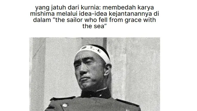 syahmi's review of "the sailor who fell from grace with the sea". syahmi really is a men's earnest reflection