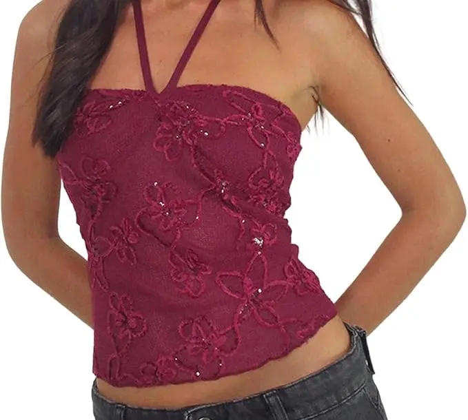 Womens Floral Halter Tank Tops Summer Sequin. Amazon