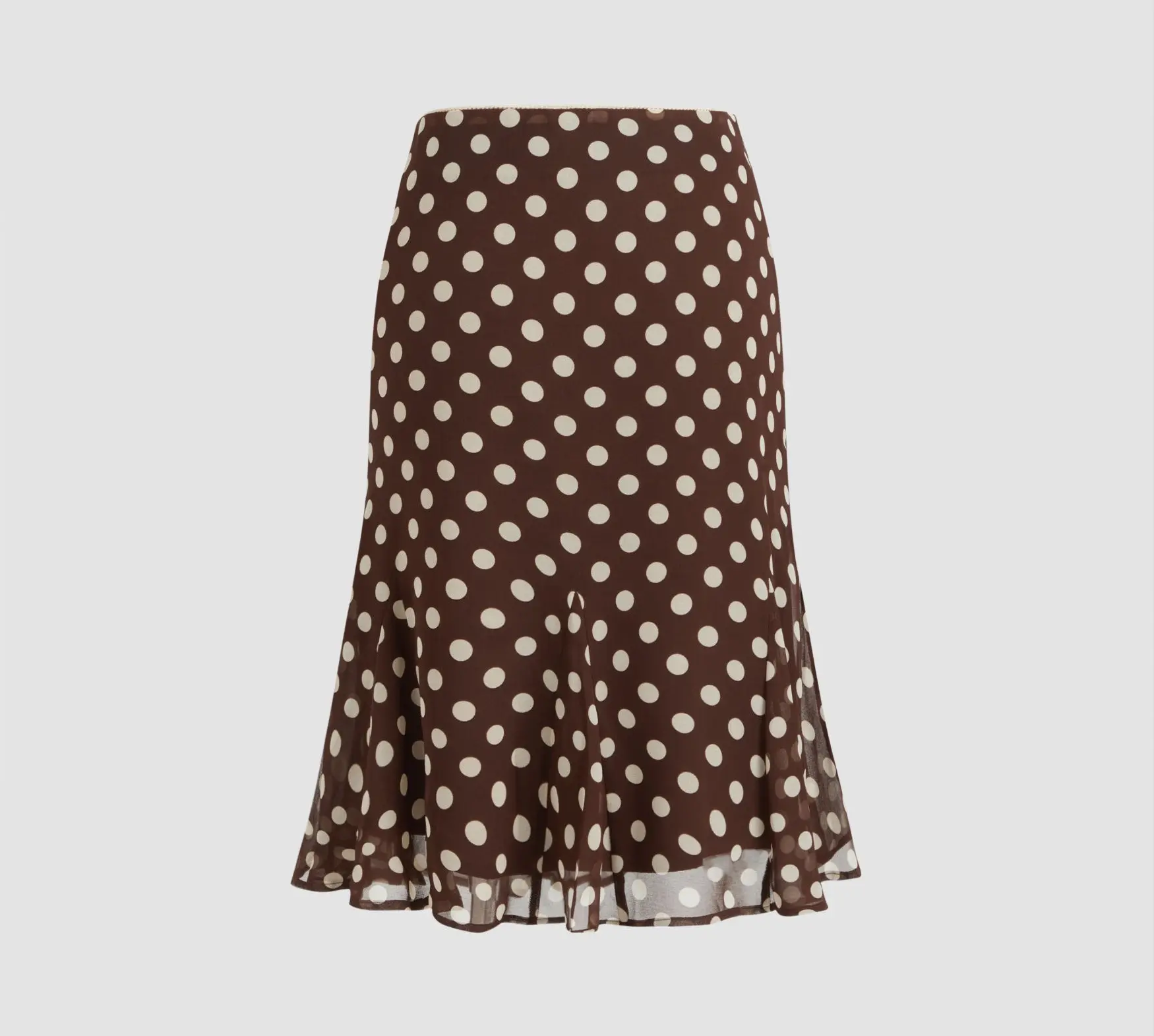 MESH LOW RISE POLKA DOT BOWKNOT MERMAID SKIRT. Cider