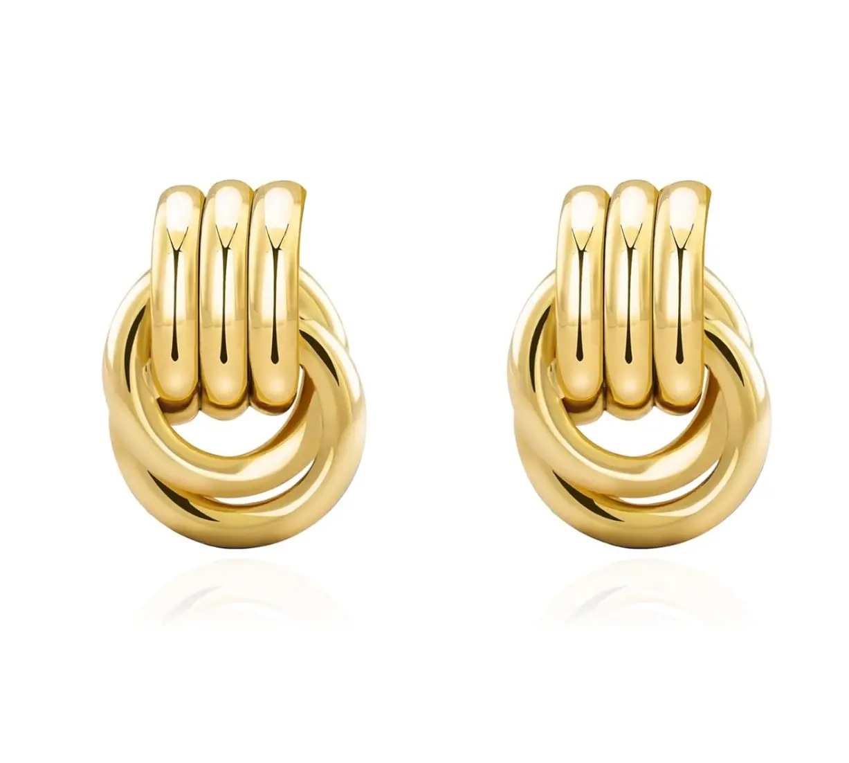 Chunky Small Knot Earrings Gold. Amazon