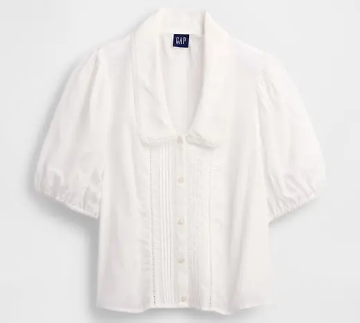 Puff-Sleeve Collared Top. Gap