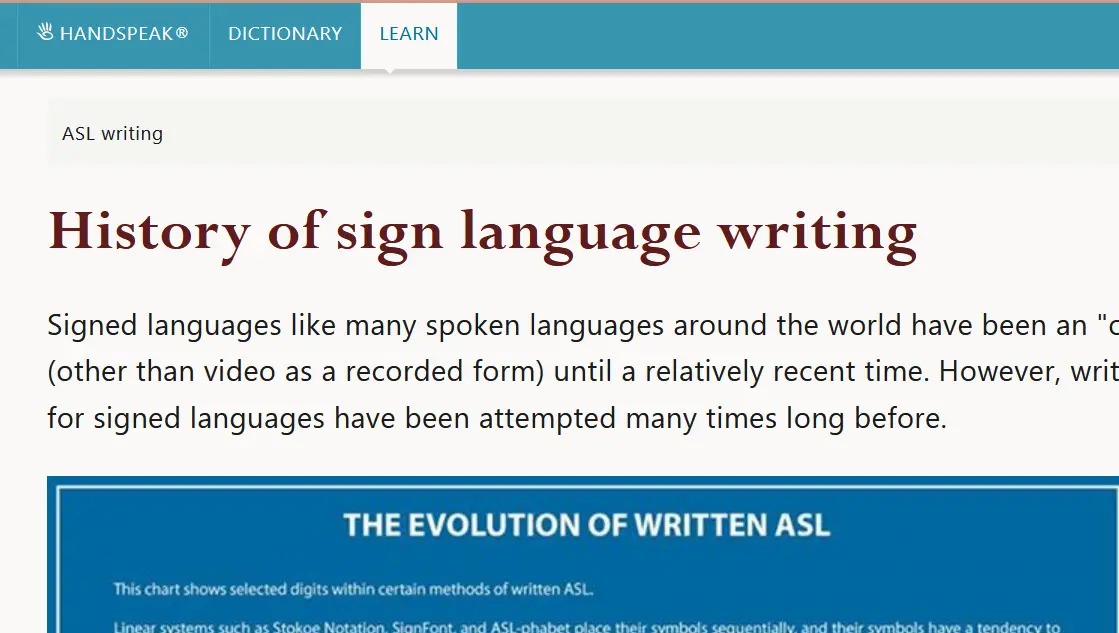 "The history of writing Sign language". Jolanta Lapiak. Handspeak