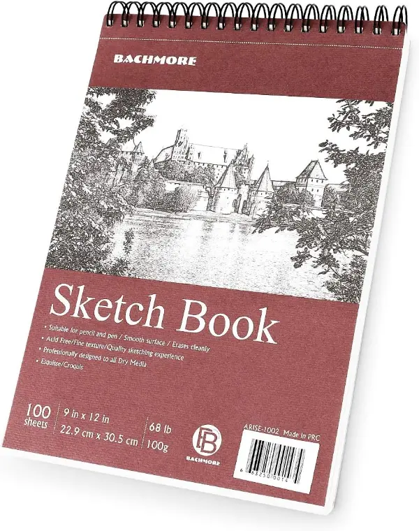 Product - Bachmore Sketchpad 9X12 Inch (68lb/100g), 100 Sheets of TOP Spiral Bound Sketch Book for Artist Pro & Amateurs | Ma