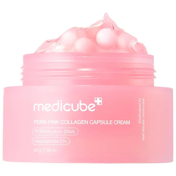 Product - medicube Salmon DNA PDRN Pink Collagen Capsule Cream, Face Moisturizer | Lightweight Moisturizing Cream | PDRN, Nia