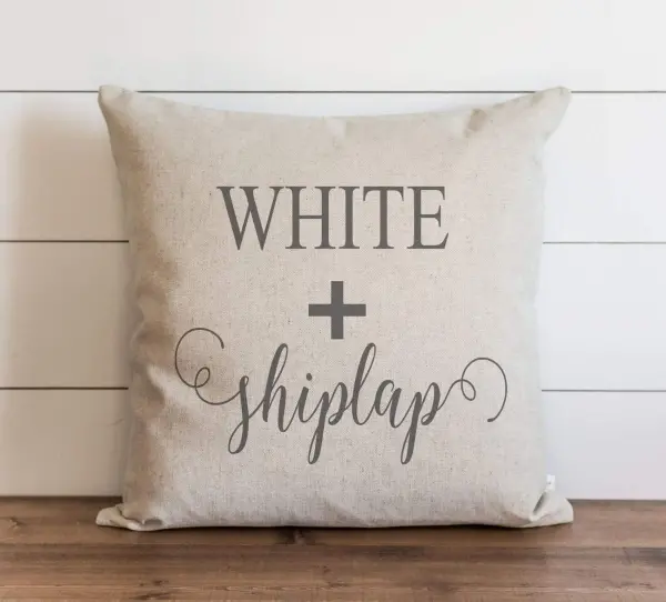 Product - ArogGeld White + Shiplap Pillow Cover Gift Throw Pillow Cushion Cover Gift for Them Home Decorative Accent Pillow F