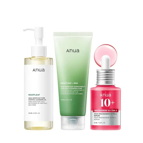 Product - Anua 3-Step Glass Skin Beginner Set, Double Cleansing with Facial Serum, Oil Cleanser & Face Wash with Heartleaf, D