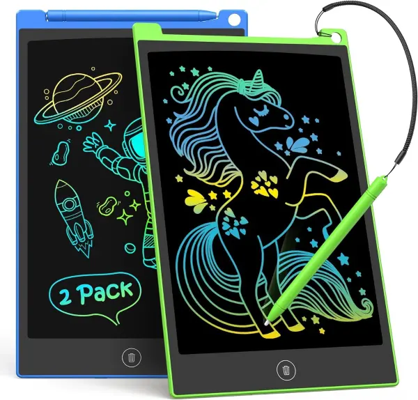 Product - TECJOE 2 Pack LCD Writing Tablet, 10 Inch Colorful Doodle Board Drawing Tablet for Kids, Kids Travel Learning Toys