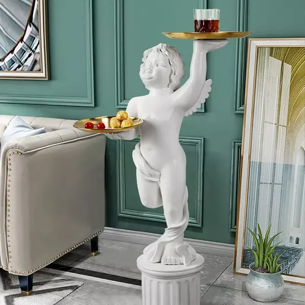 Product - European Style Cupid Angel Resin Statue with Tray