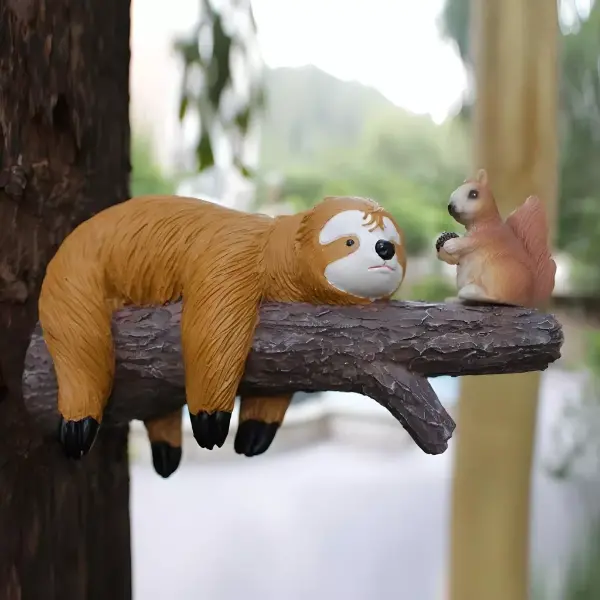 Product - Adorable Sloth and Squirrel Tree Hanging Resin Ornament Set