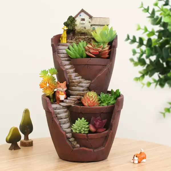 Product - Creative Farmhouse Resin Succulent Planter  Fairy Garden Home Decor