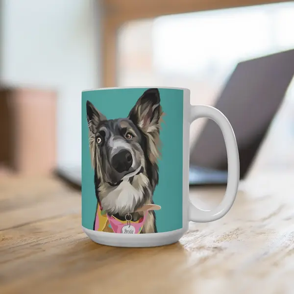 Product - 15oz Best Boy Brodie Portrait Mug — Colorful Custom Pet Photo Coffee Cup
