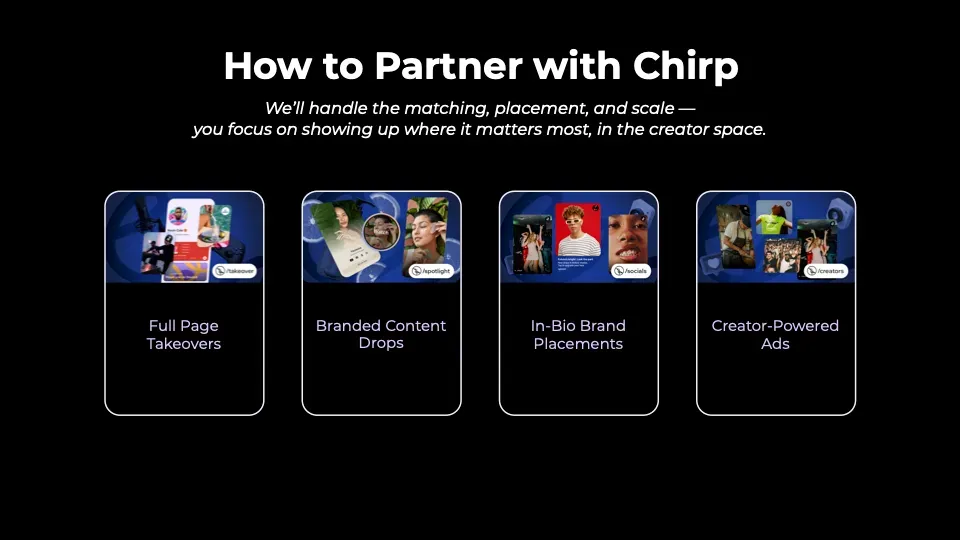 partner with chirp me, link in bio